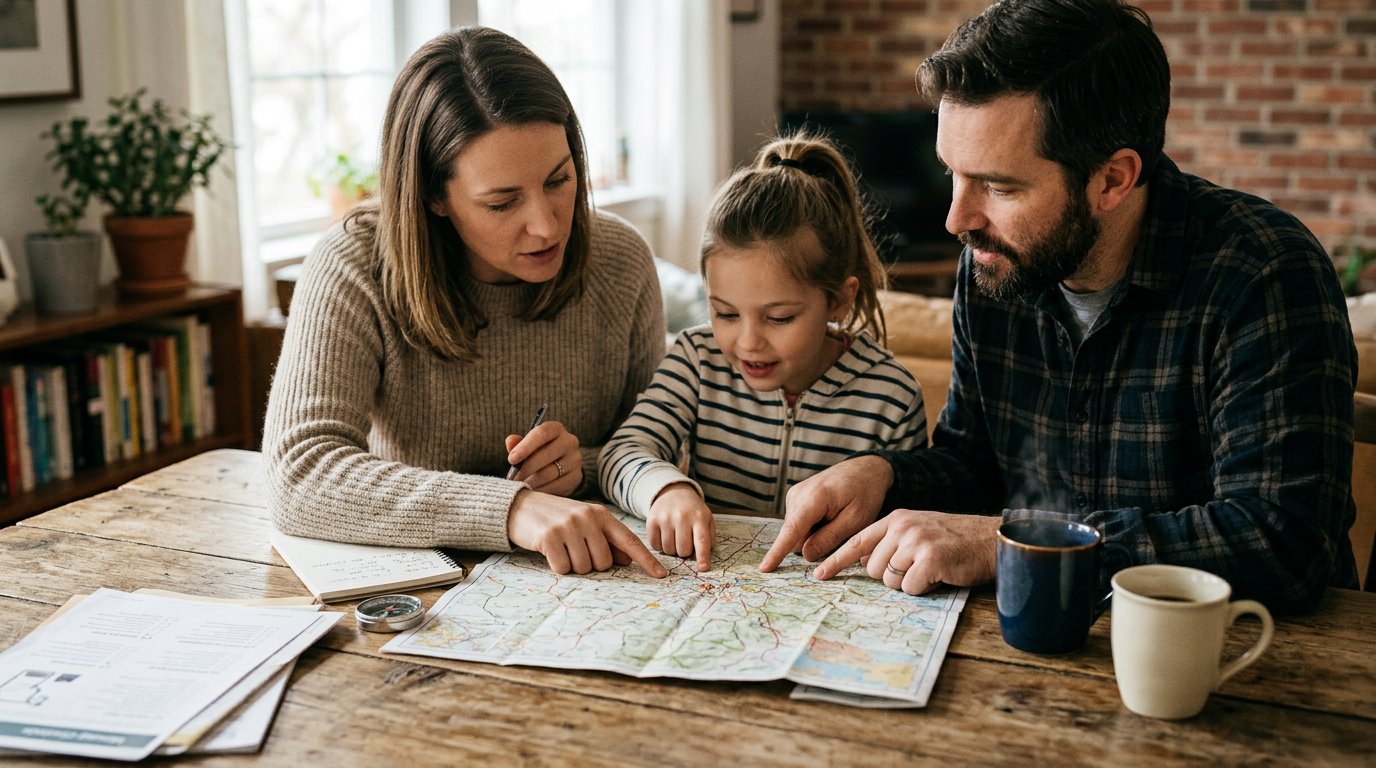 Семья планирует переезд: карта и обсуждение маршрутов при покупке квартиры